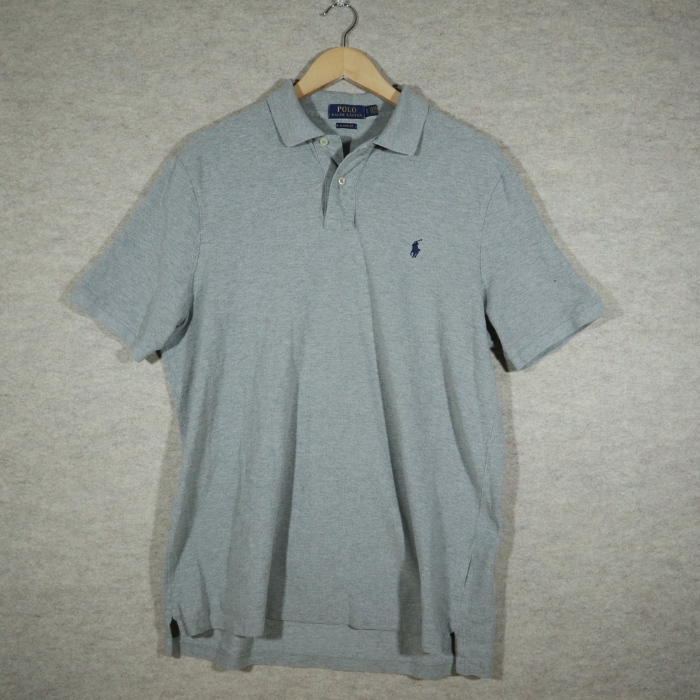 Polo Ralph Lauren Mens Large Gray Classic Fit Short Sleeve Pique Polo Shirt L
